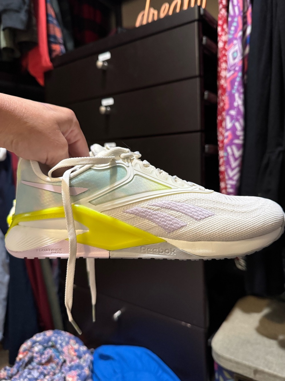 Reebok Women's White Athletic Sneakers with Yellow Accents